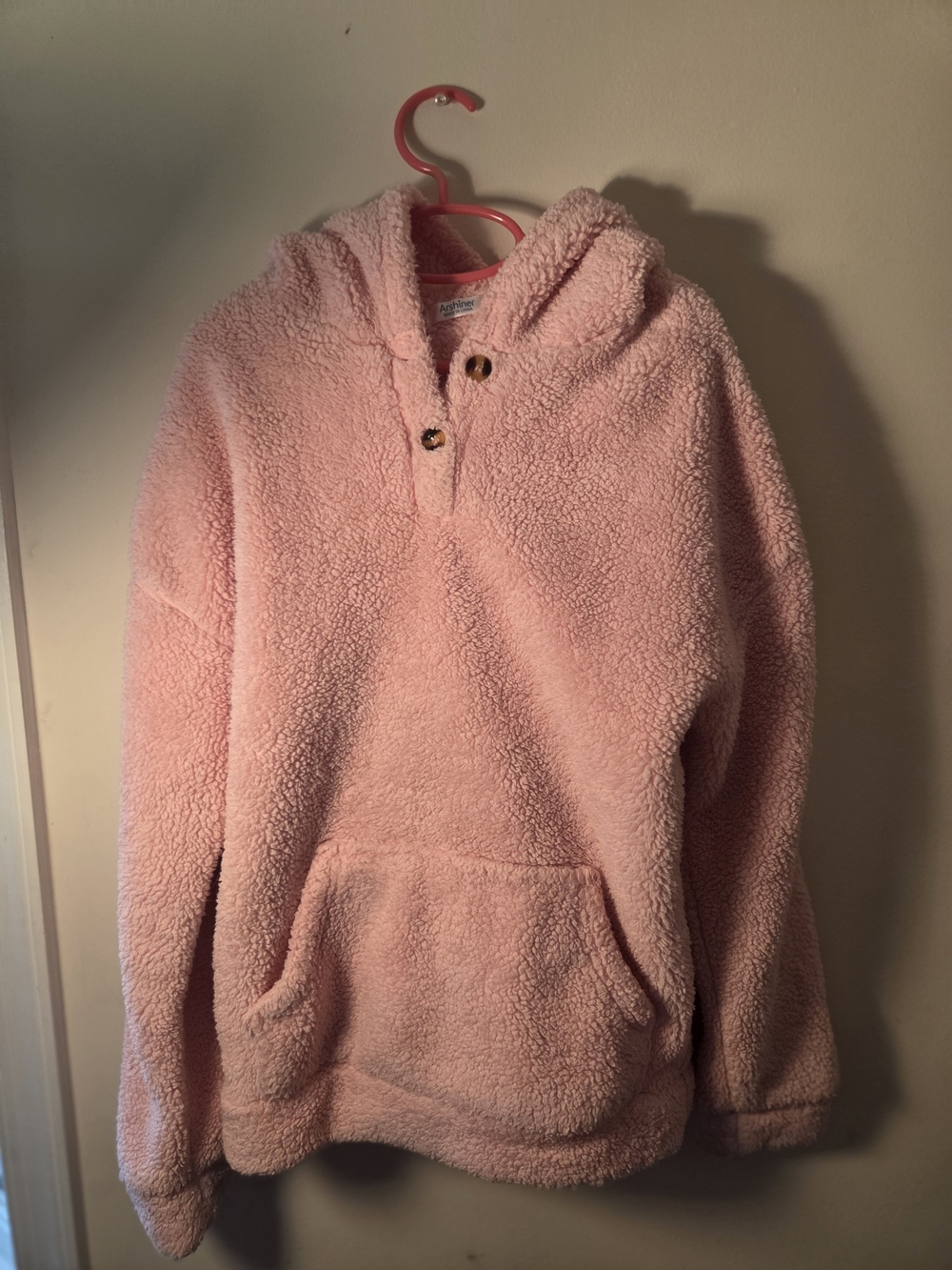 Soft Pink Sherpa Hoodie Pullover - Cozy Girl’s Sweater